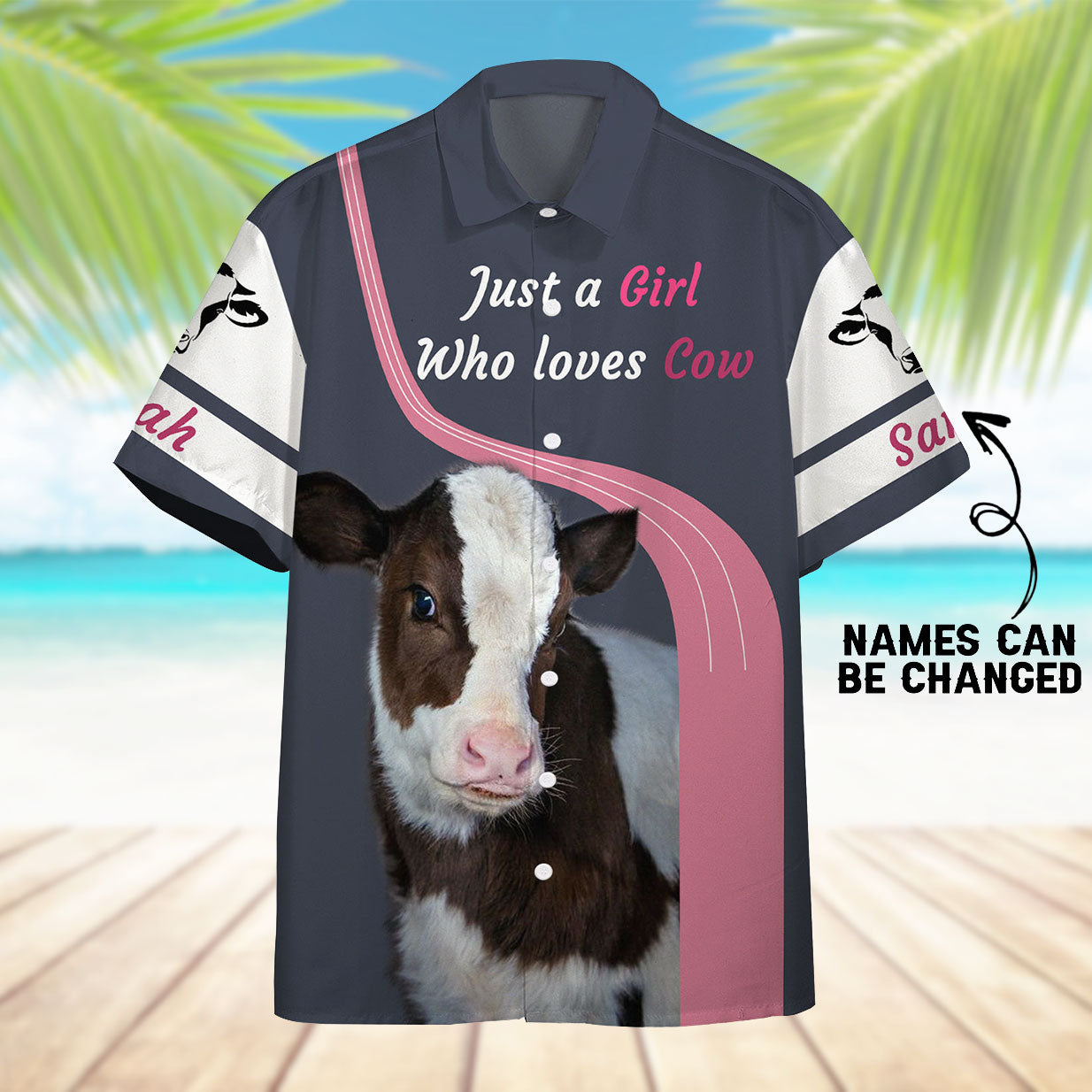 Girl Loves Cow Custom Name Hawaii Shirt 7