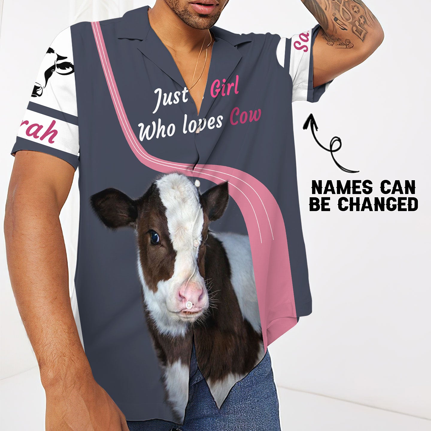 Girl Loves Cow Custom Name Hawaii Shirt