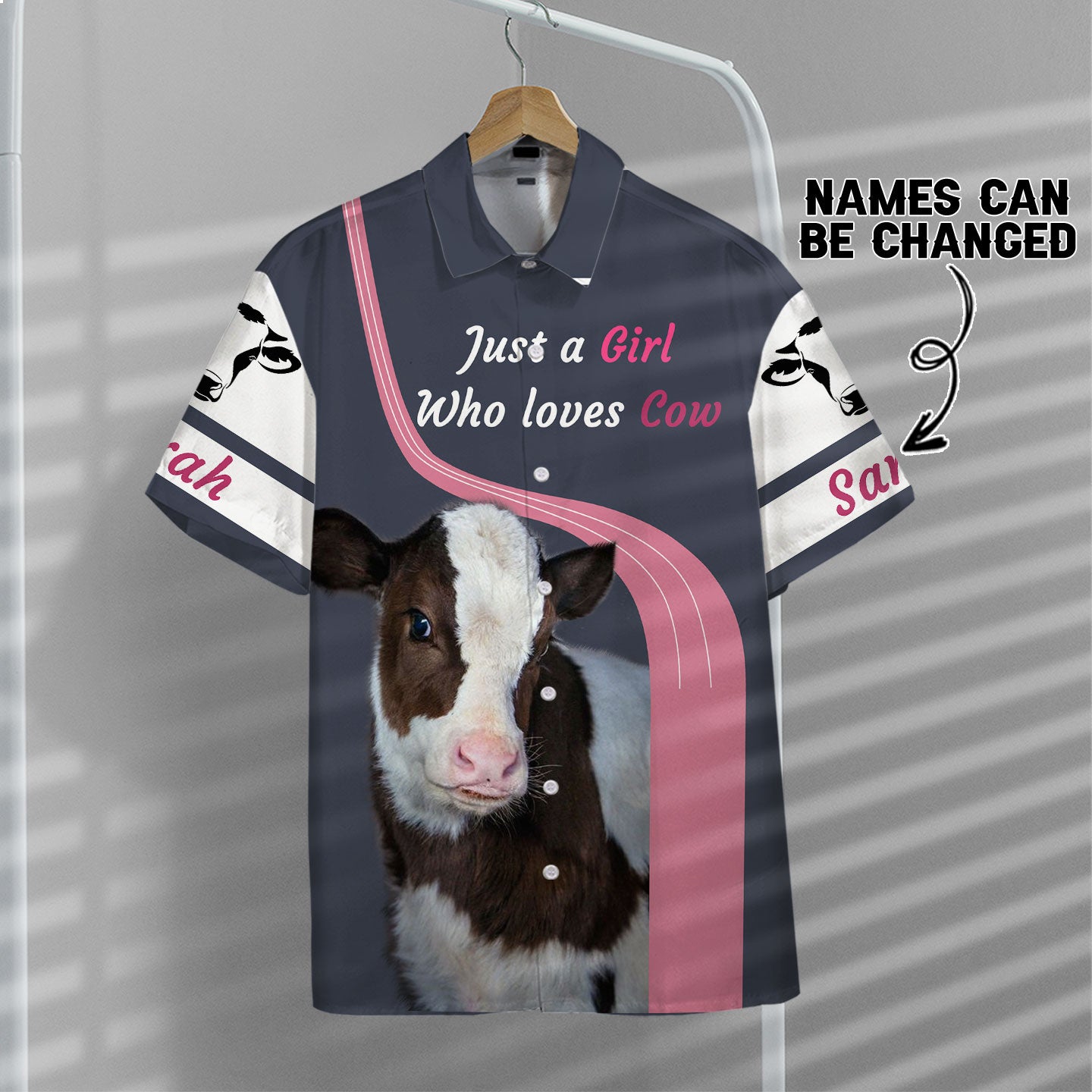 Girl Loves Cow Custom Name Hawaii Shirt 9