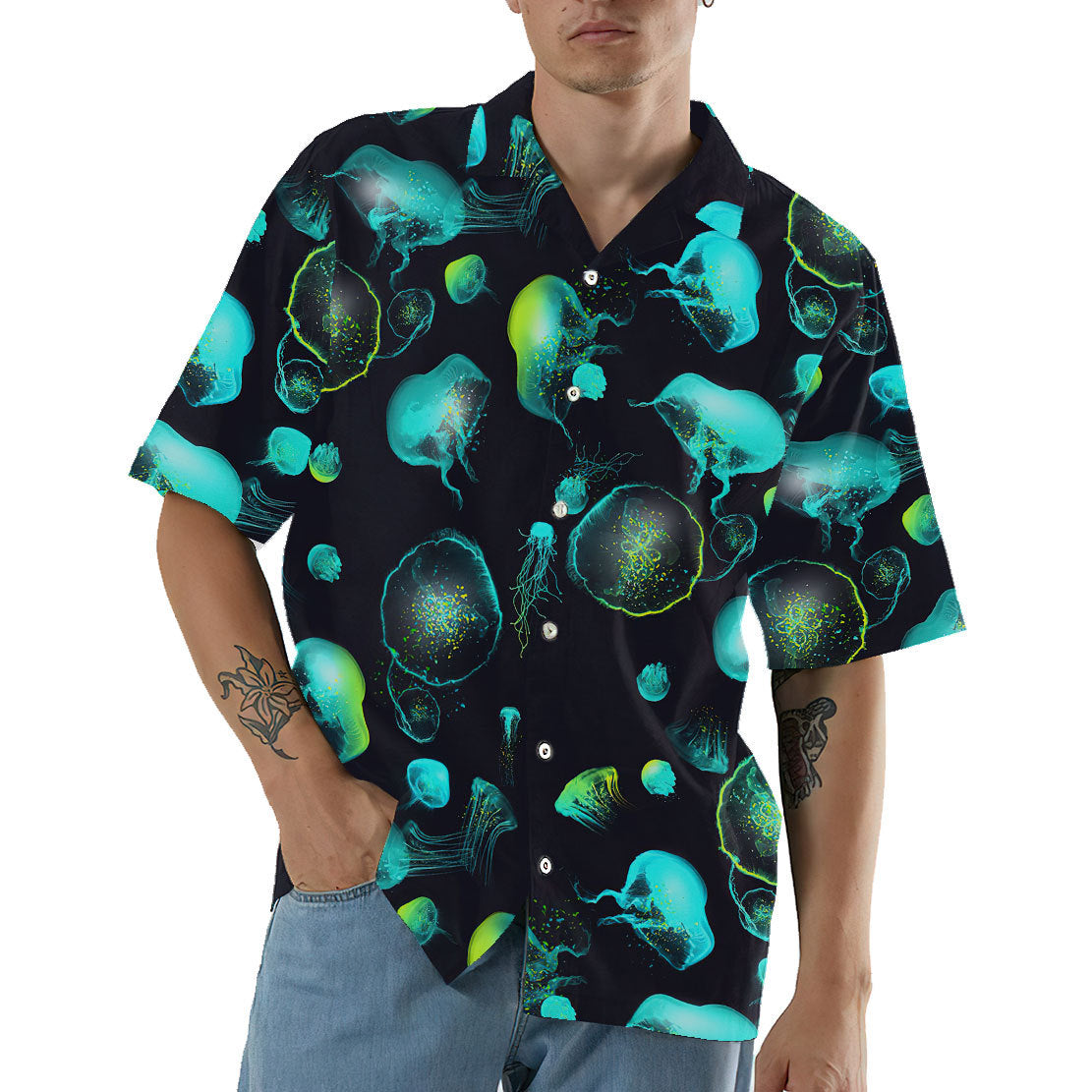 Glowing Jellyfish Hawaii Shirt 3