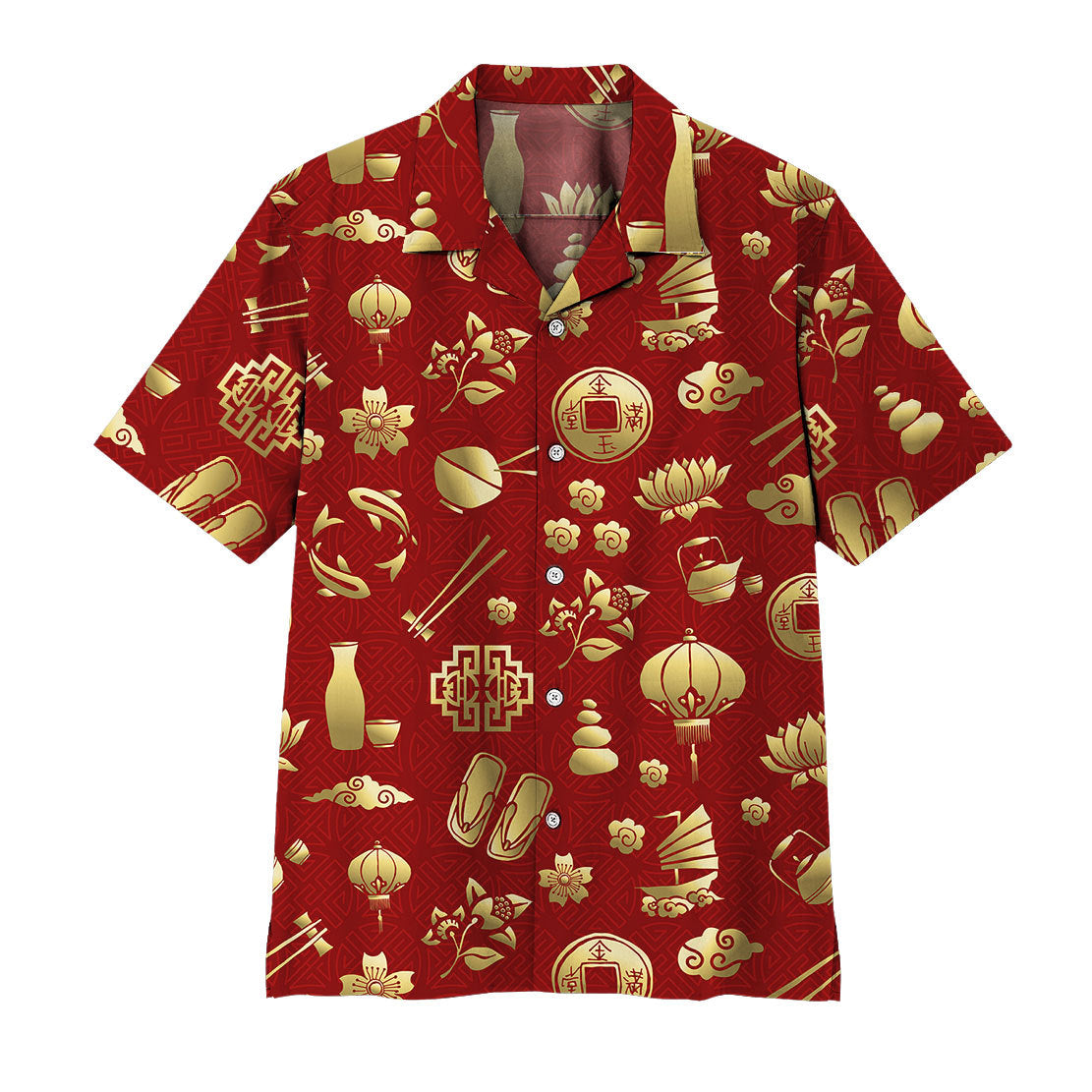 Gold Asian Culture Hawaii Shirt 1