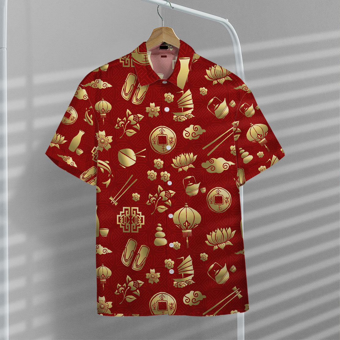 Gold Asian Culture Hawaii Shirt