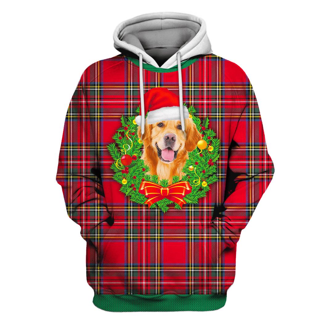 Golden Retriever On Christmas Custom T-shirt – Hoodies Apparel