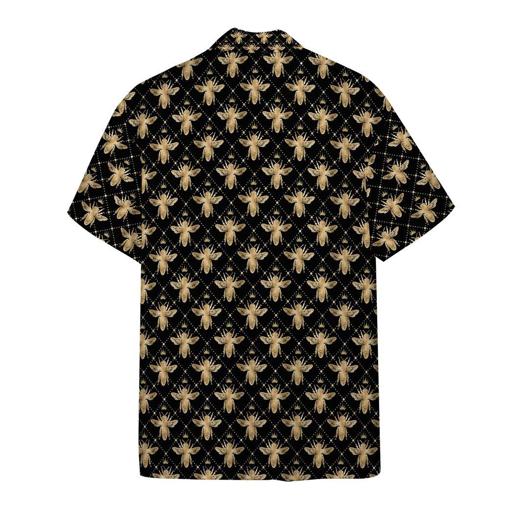 Golden Royal Bees In Black Custom Hawaii Shirt