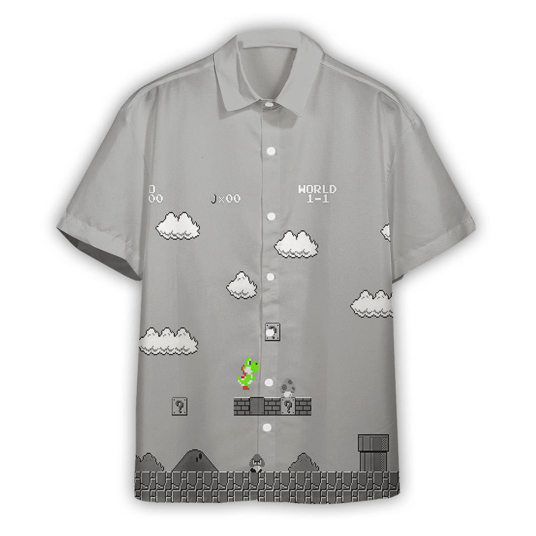 Gray 8Bit Yoshi Custom Short Sleeves Shirt