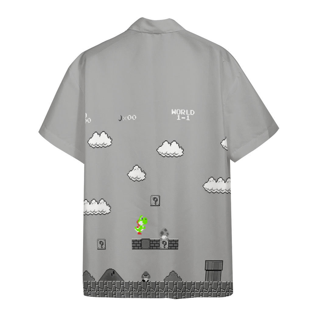 Gray 8Bit Yoshi Custom Short Sleeves Shirt 1