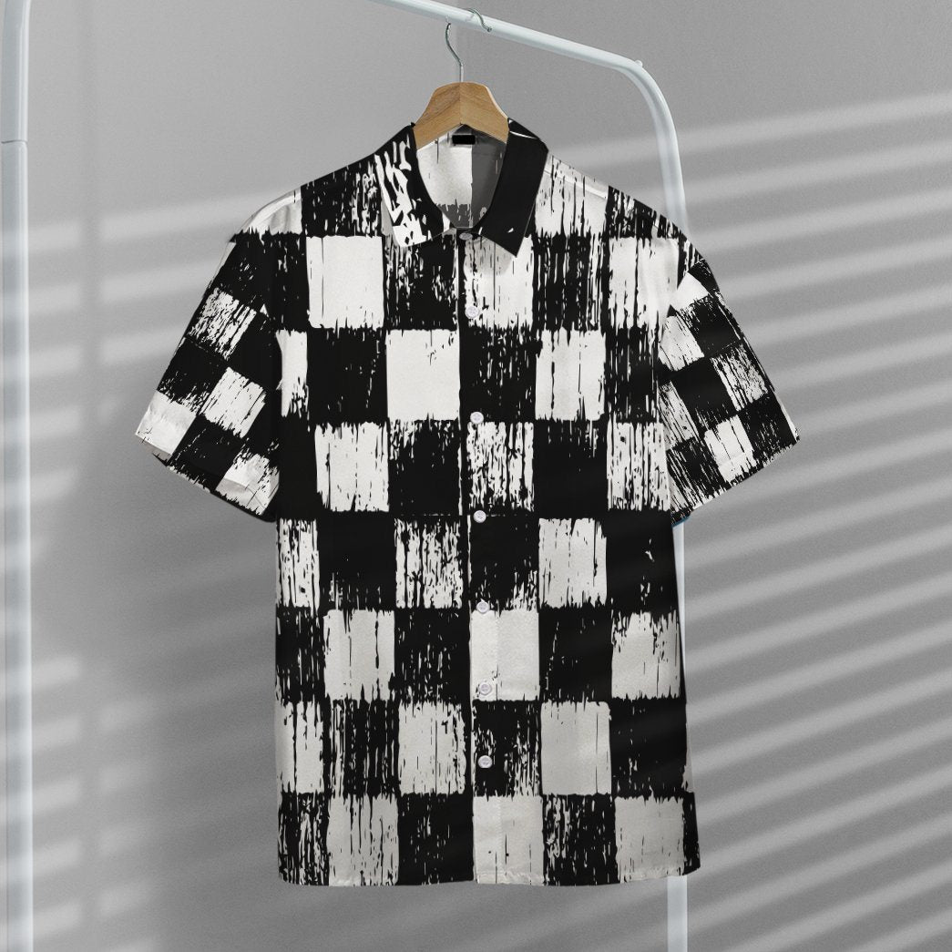 Grunge Chess Board Custom Hawaii Shirt 9