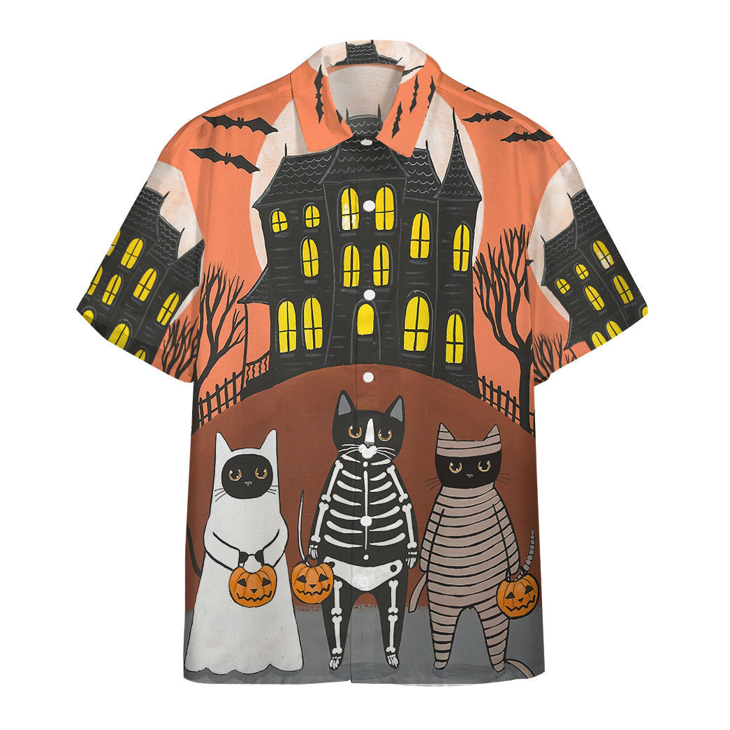 Happy Halloween You Go First Black Cats Custom Short Sleeves Shirt