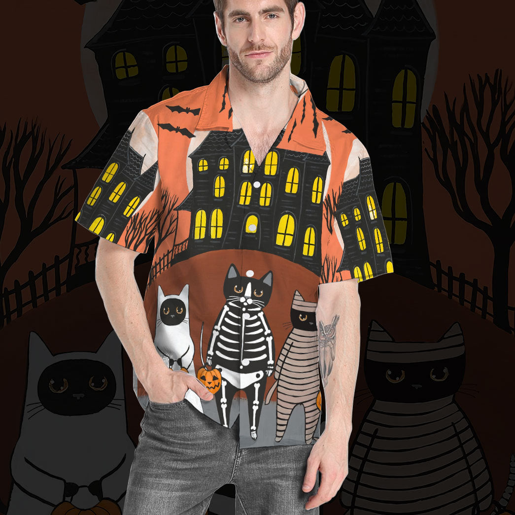 Happy Halloween You Go First Black Cats Custom Short Sleeves Shirt