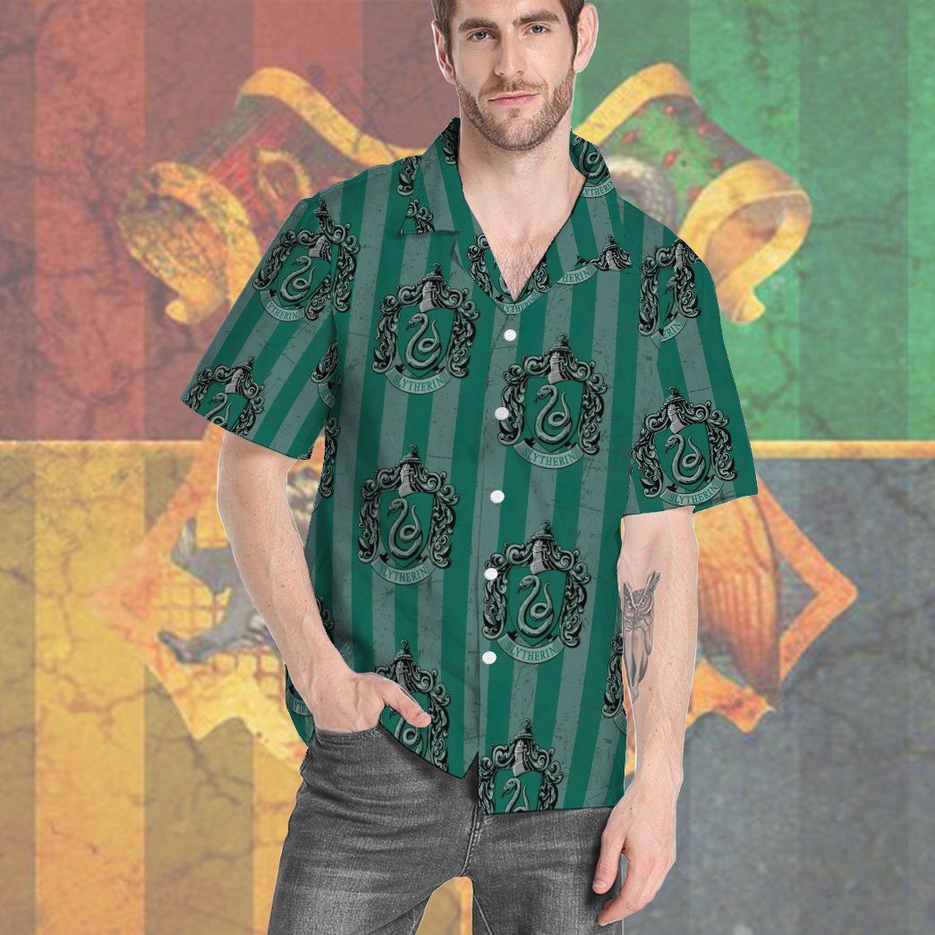 Harry Potter Hogwarts Slytherin House Pride Crests Custom Hawaii Shirt 9