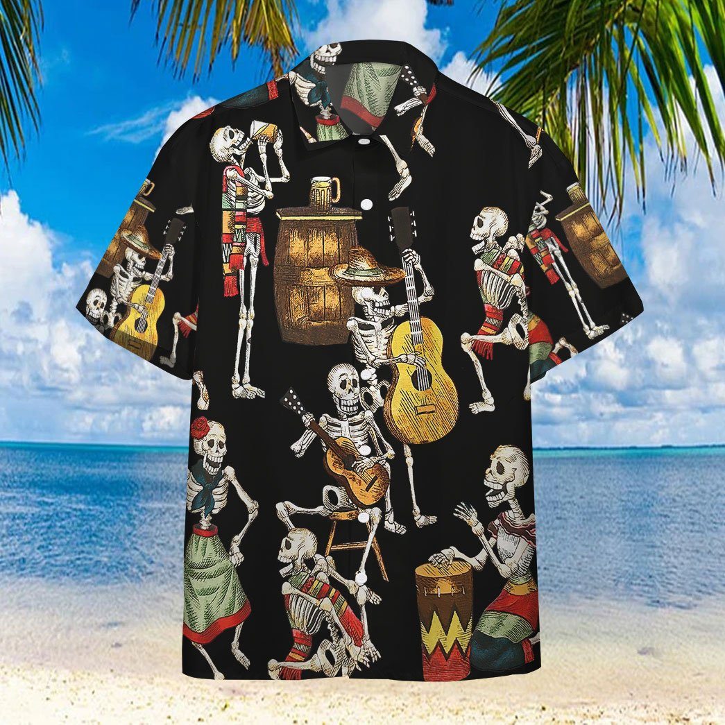 Hawaii Skeleton Dancing Custom Short Sleeve Shirts 7
