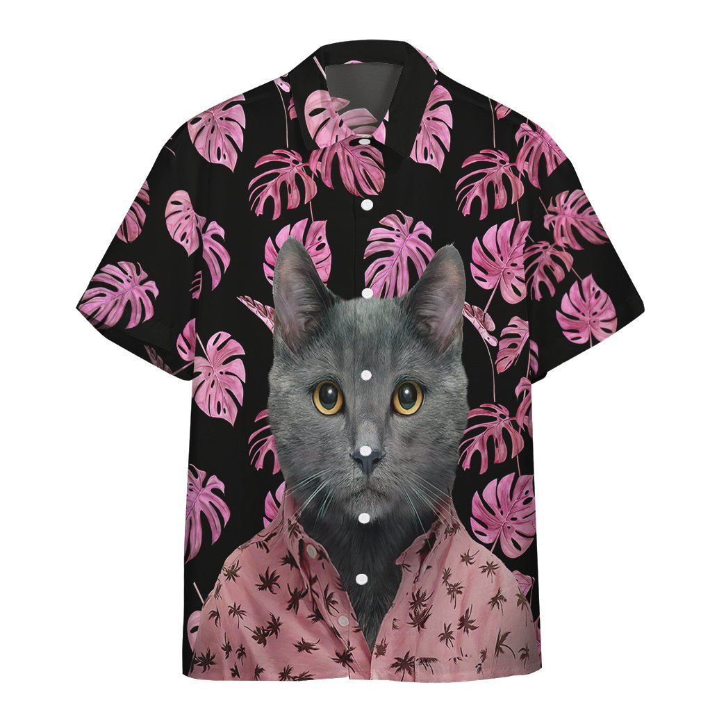 Hawaiian Chartreaux Cat Custom Short Sleeve Shirt