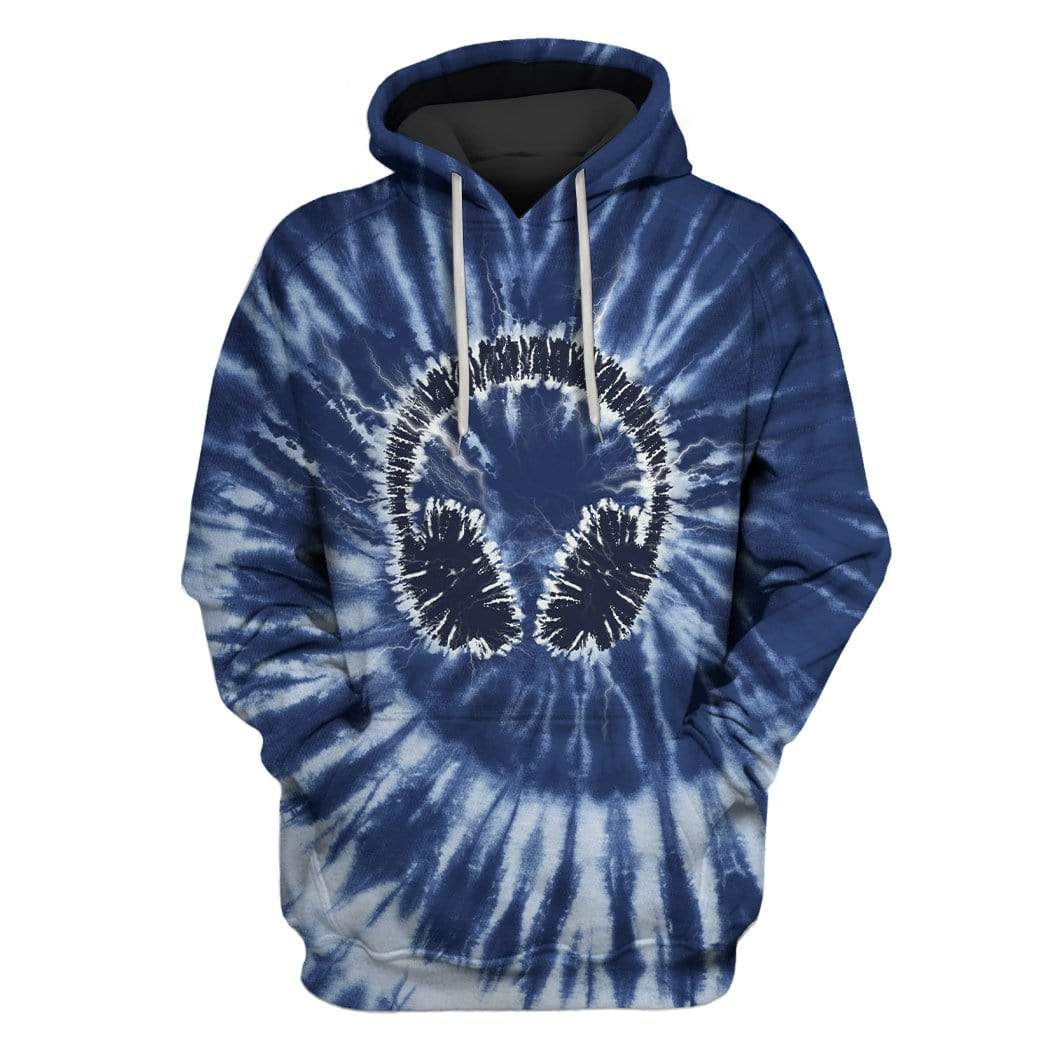 Headphone On Tie Dye Background Custom T-shirt – Hoodies Apparel