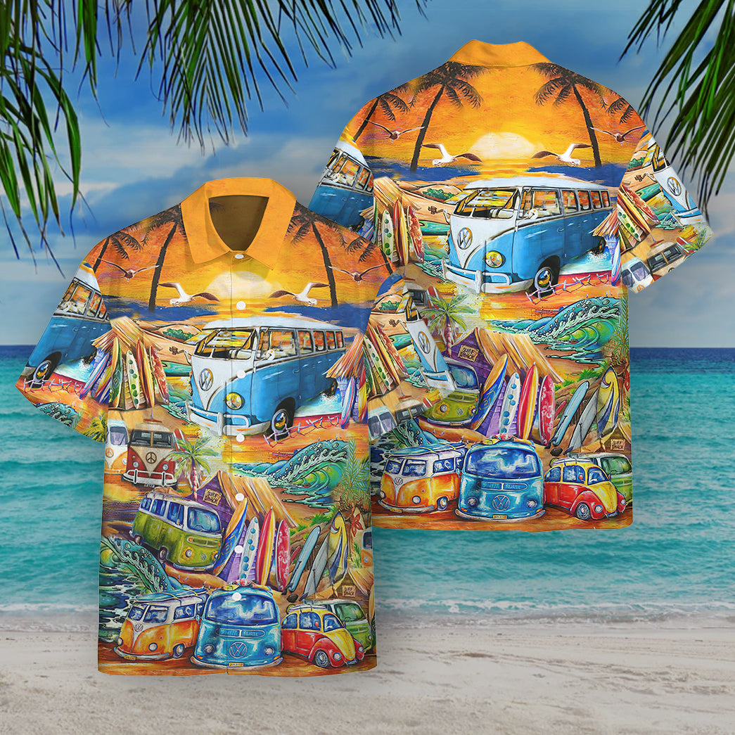 Hippie Vans Surfing Hawaii Custom Short Sleeve Shirt 7