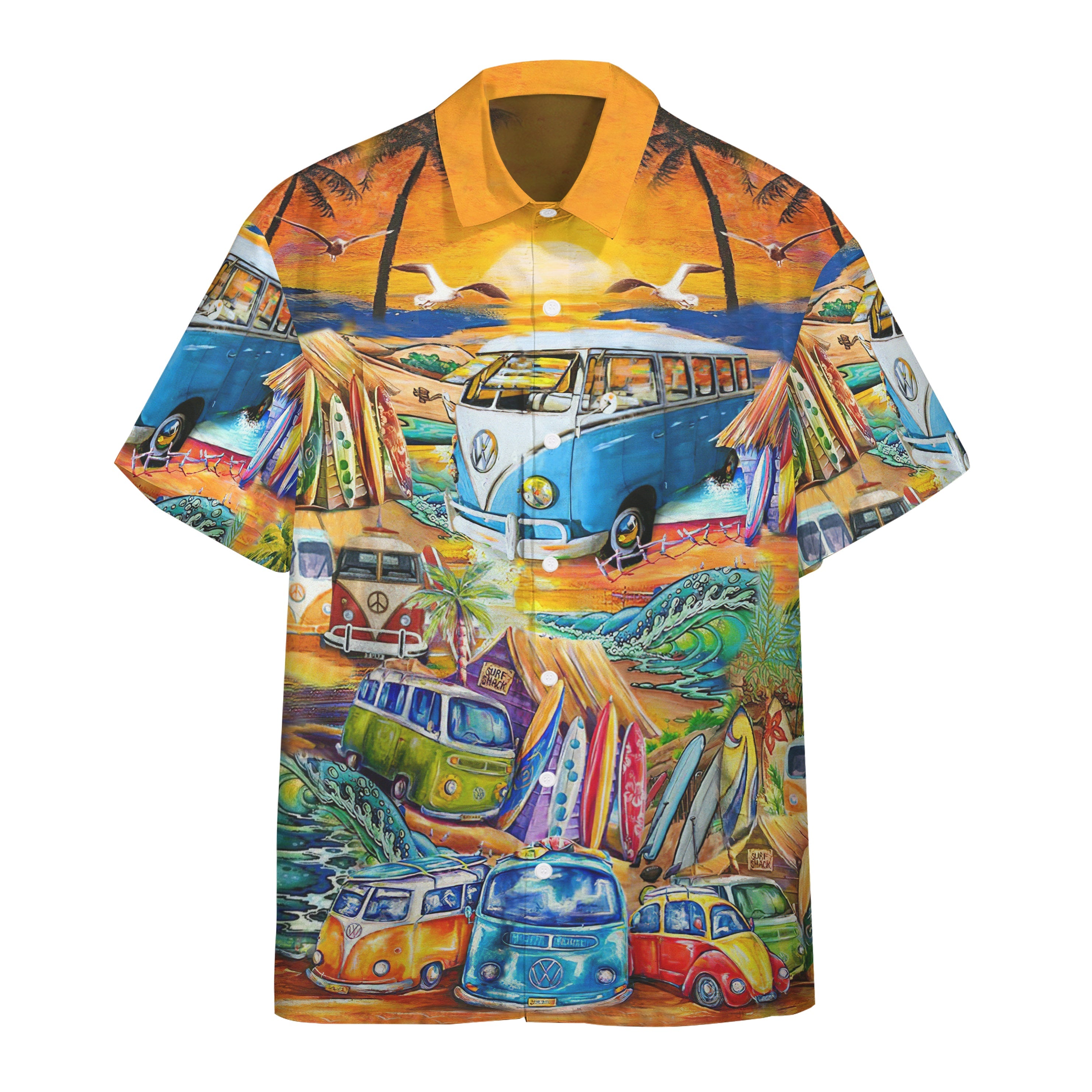 Hippie Vans Surfing Hawaii Custom Short Sleeve Shirt