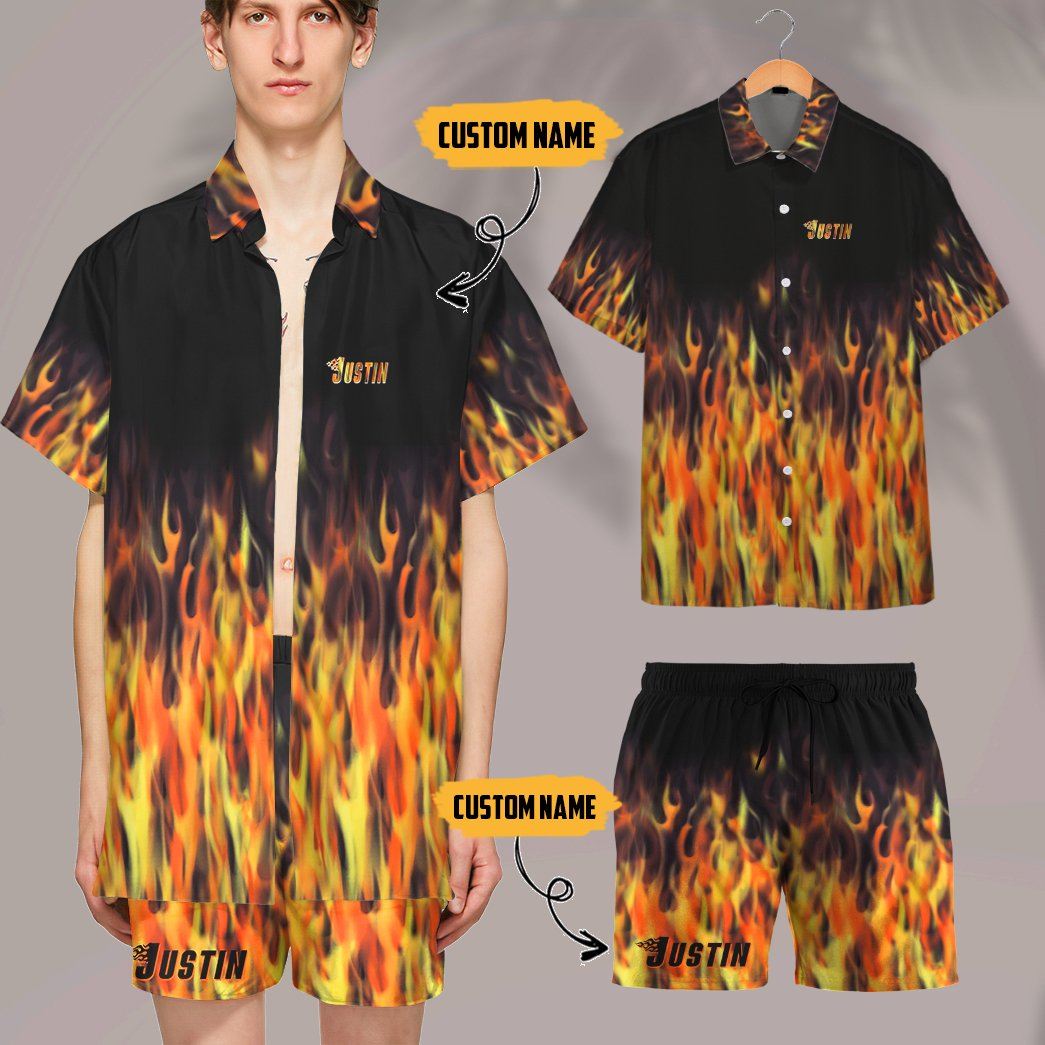 Hot Rod Flame Bowling Custom Name Hawaii Shirt 11