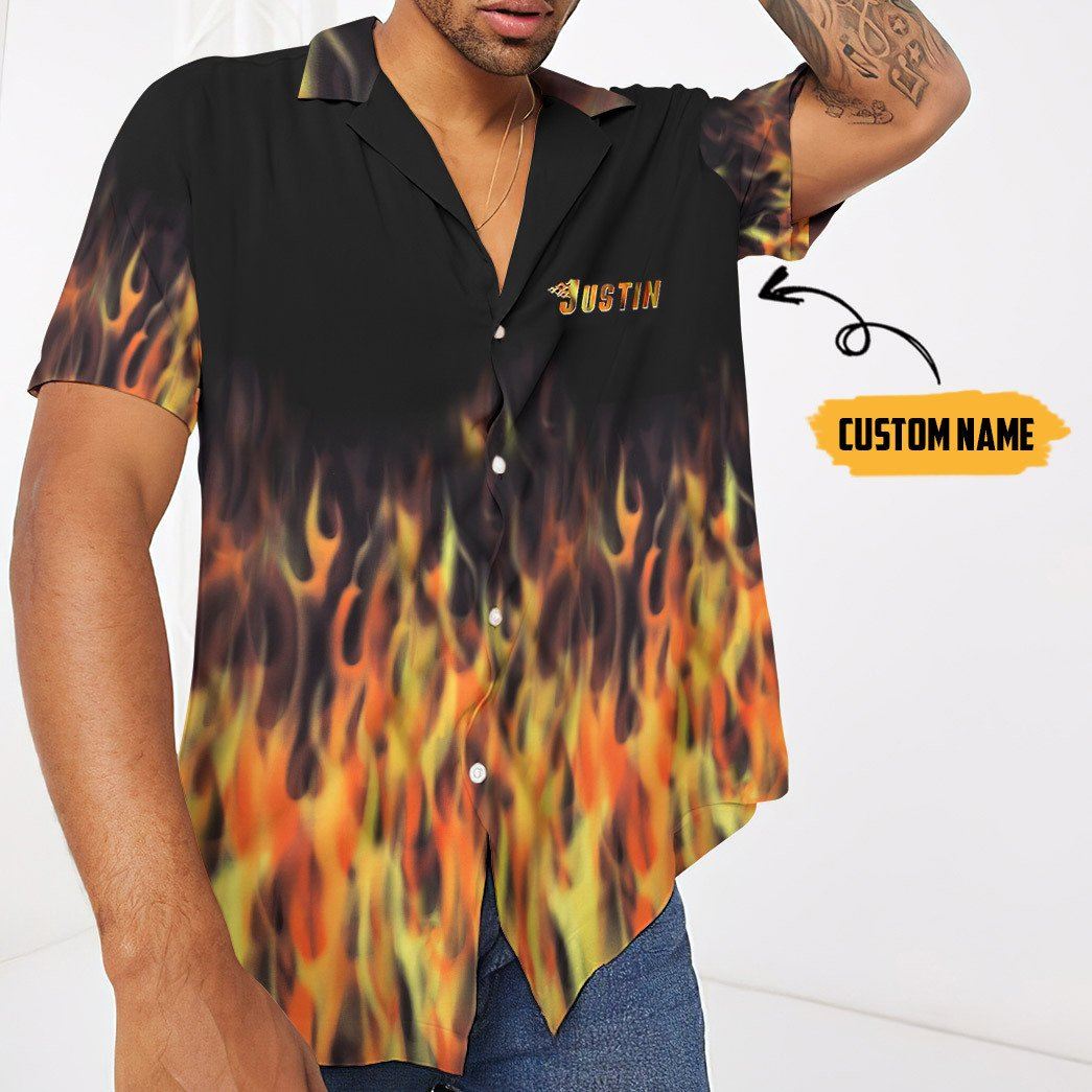 Hot Rod Flame Bowling Custom Name Hawaii Shirt