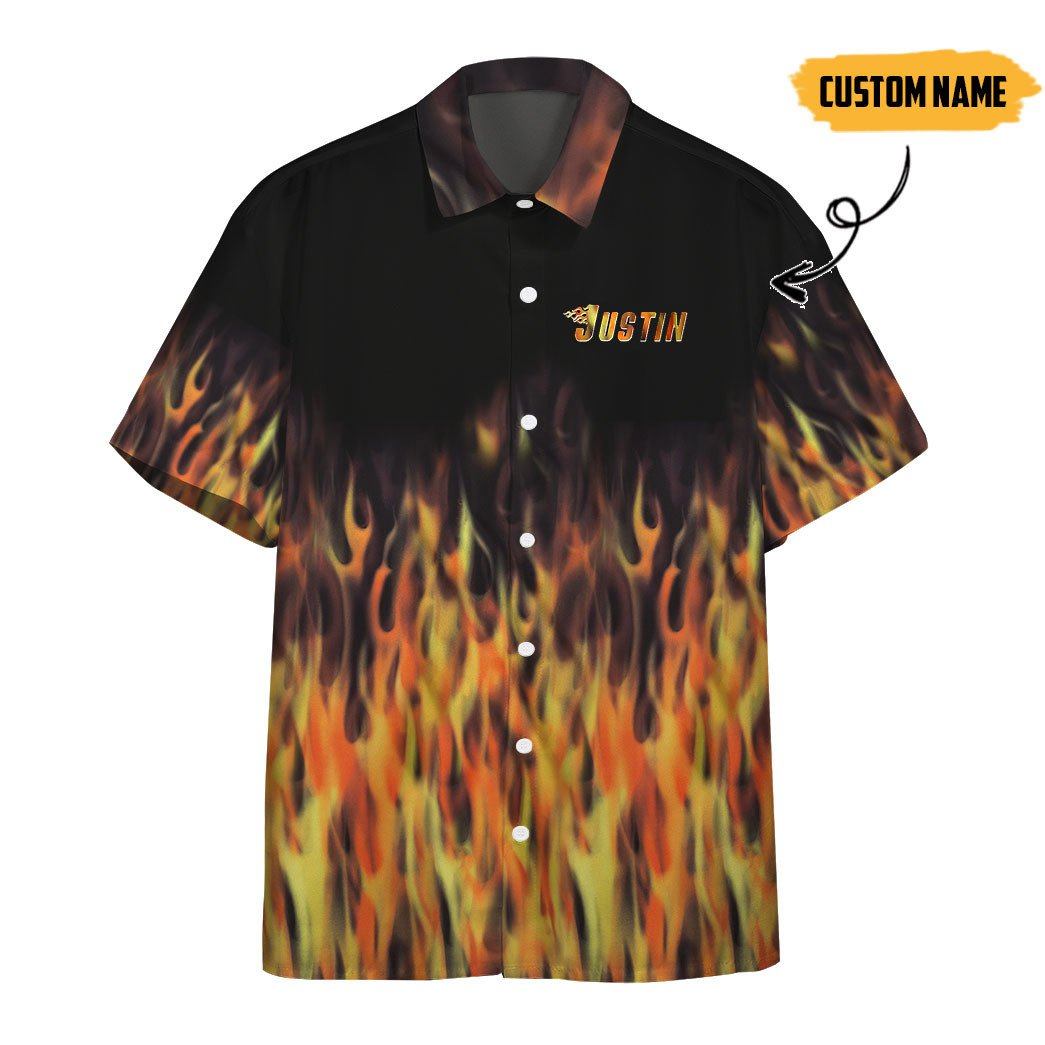Hot Rod Flame Bowling Custom Name Hawaii Shirt