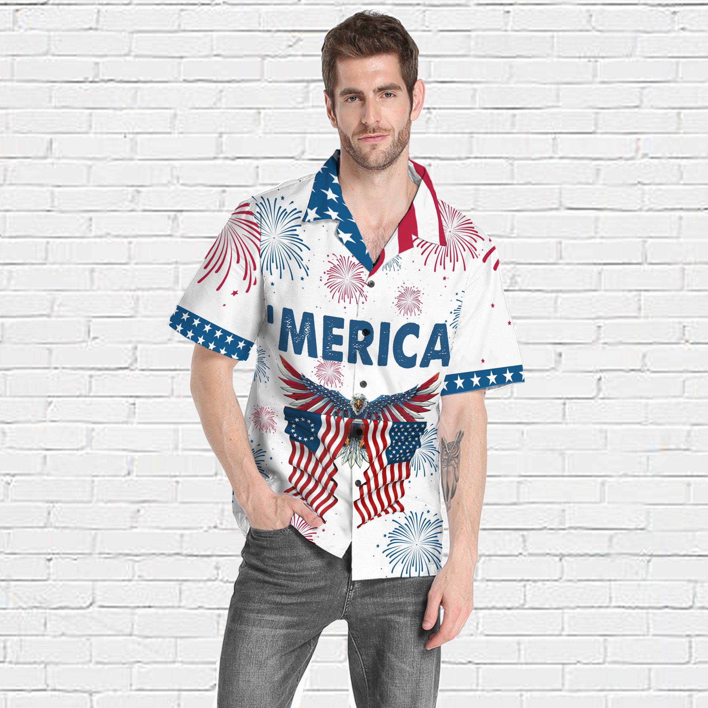 Independence Day Eagle Custom Short Sleeve Shirt