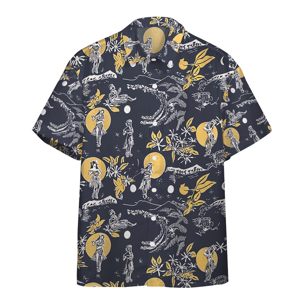 Jay Hernandez Hula Moon Navy Retro From The Magnum PI Reboot Custom Hawaii Shirt