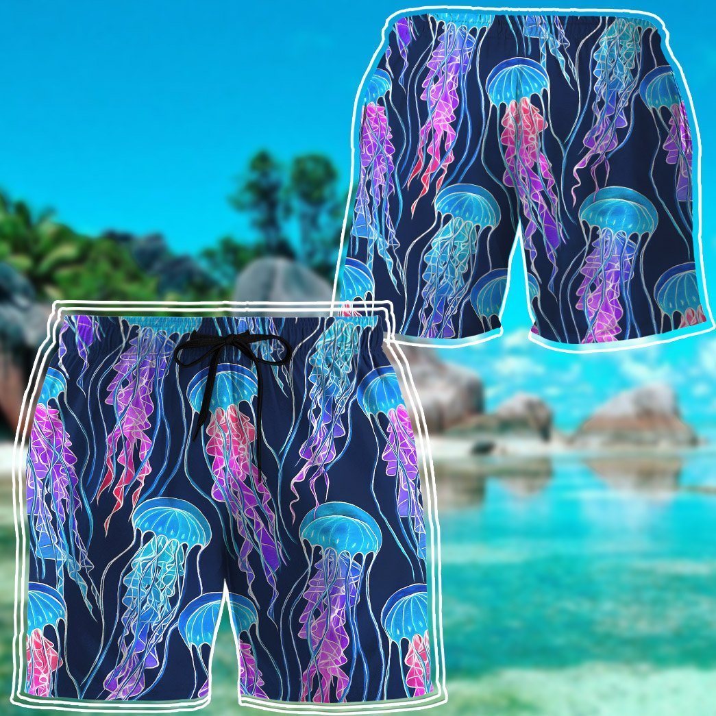 Luminescent Rainbow Jellyfish Gum Custom Hawaii Shirt 21