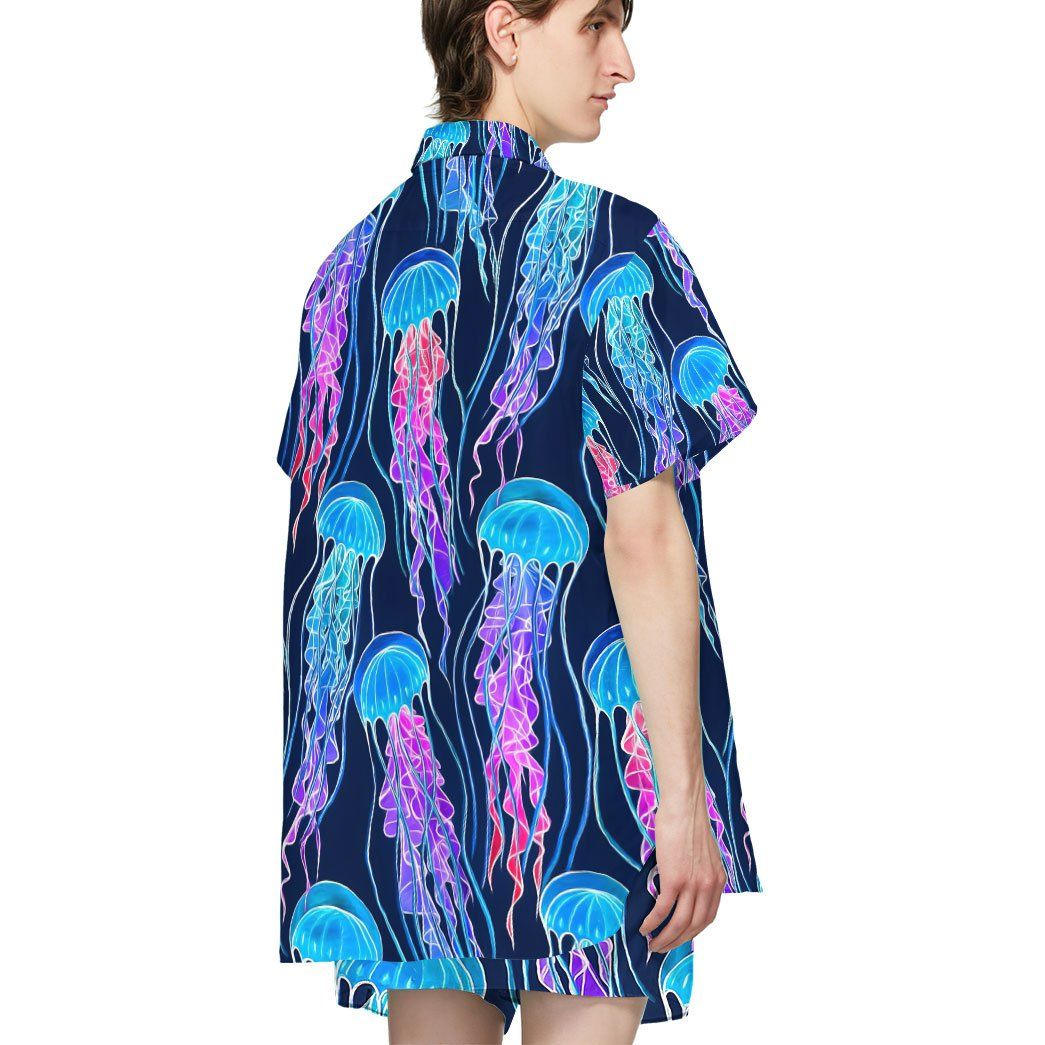 Luminescent Rainbow Jellyfish Gum Custom Hawaii Shirt 3