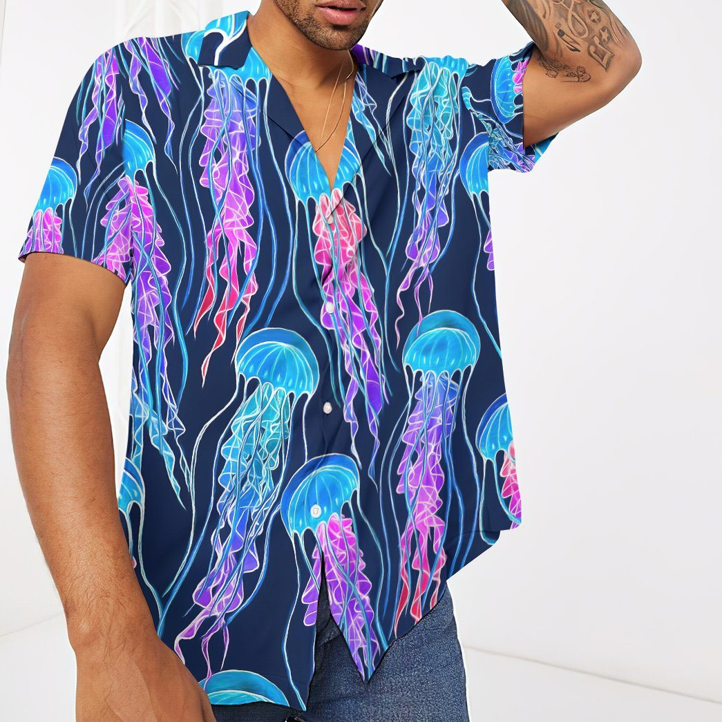 Luminescent Rainbow Jellyfish Gum Custom Hawaii Shirt 5