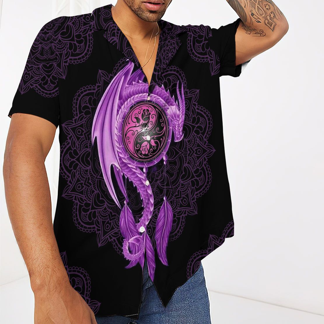 Mandala Purple Dragon Hawaii Shirt 7