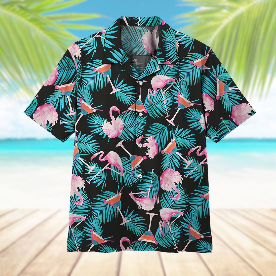 Martini Flamingo Hawaii Shirt