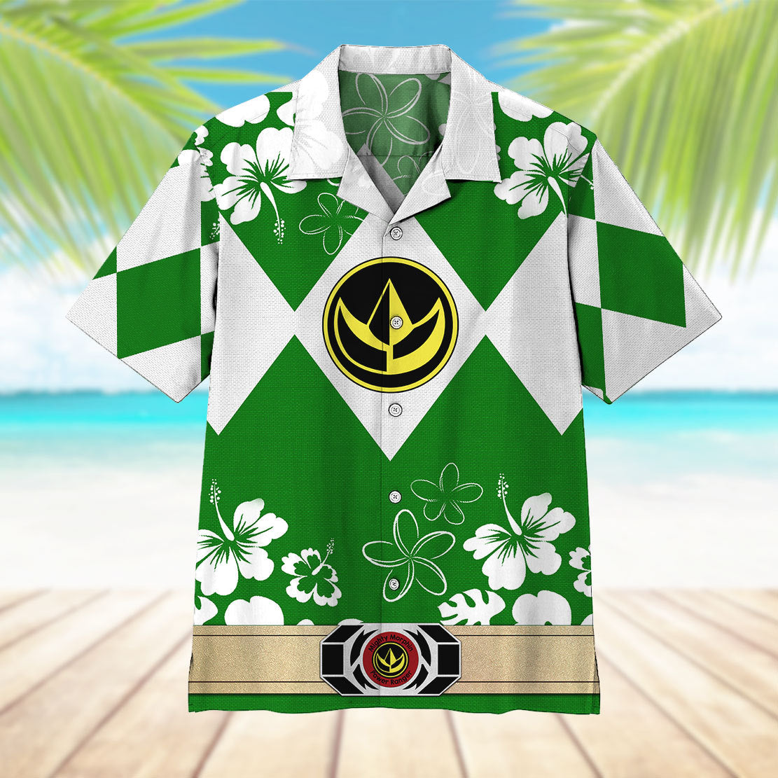 Mighty Morphin Power Ranger Green Hawaii Shirt