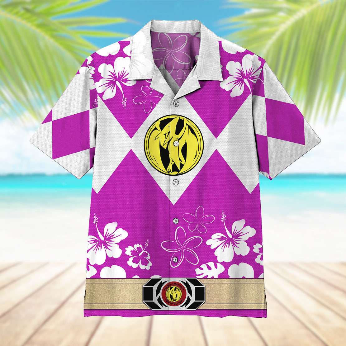 Mighty Morphin Power Ranger Pink Hawaii Shirt