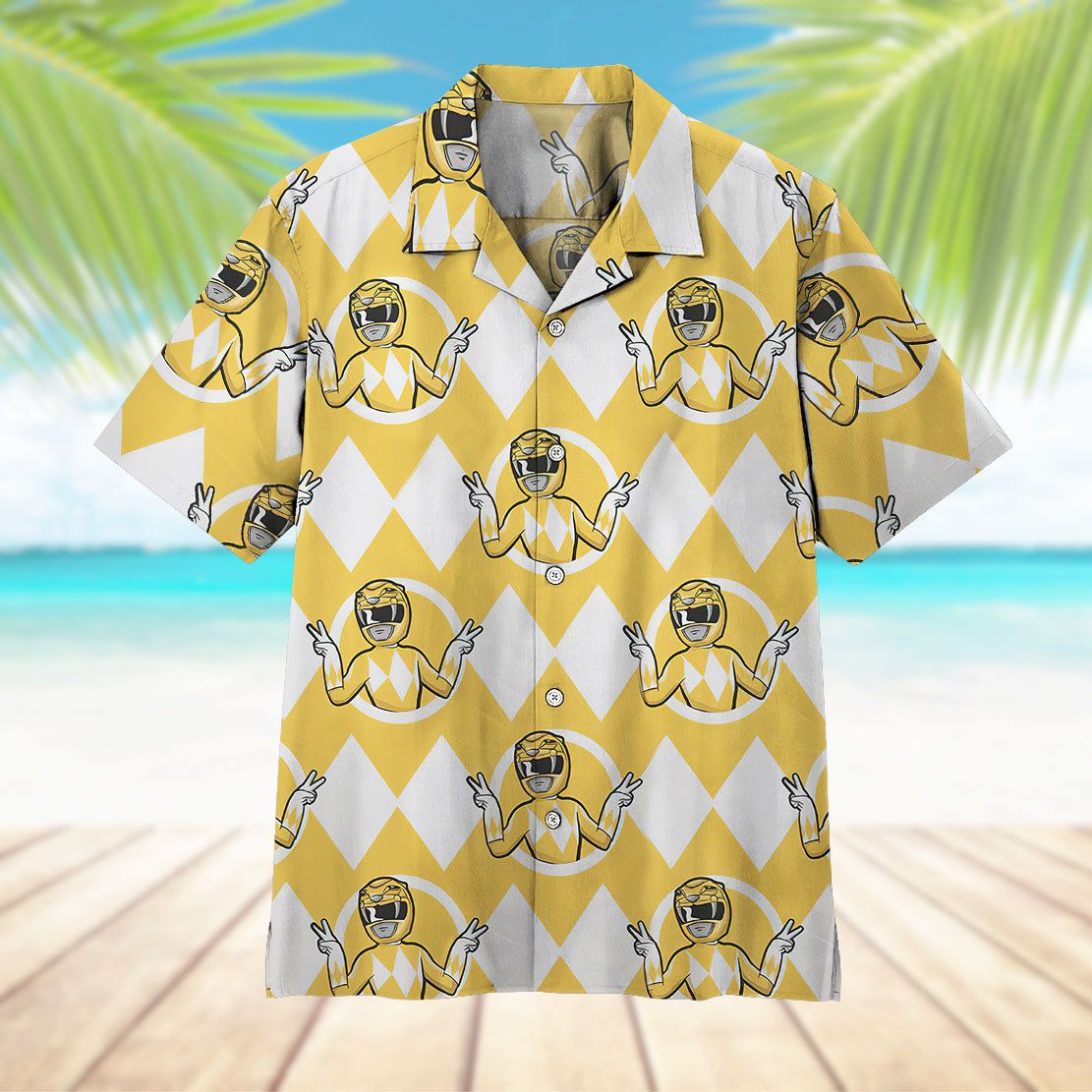 Mighty Morphin Power Rangers Yellow Ranger Hawaii Shirt 7