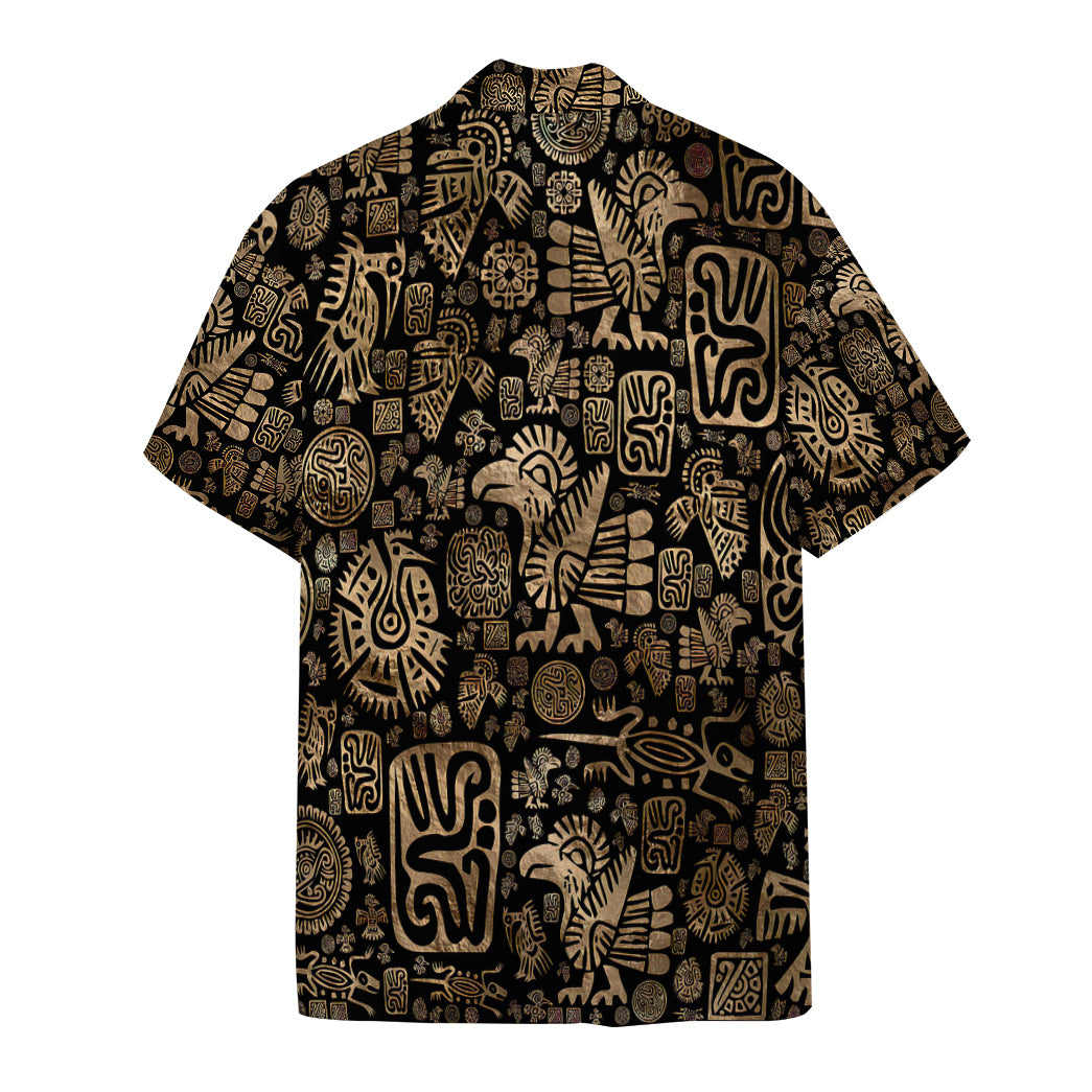 Native American Ornaments Black And Gold Hawaii Shirt 1