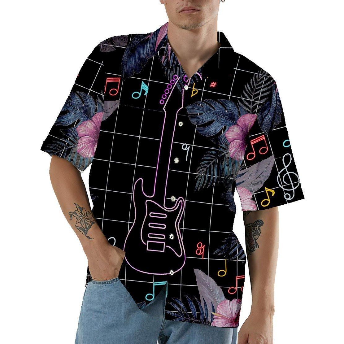 Neon Electric Guitar Hawaii Shirt 3