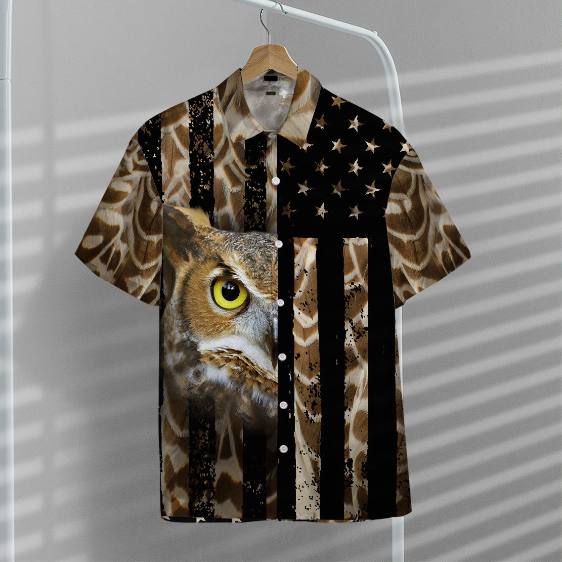 Owl American Flag Hawaii Shirt