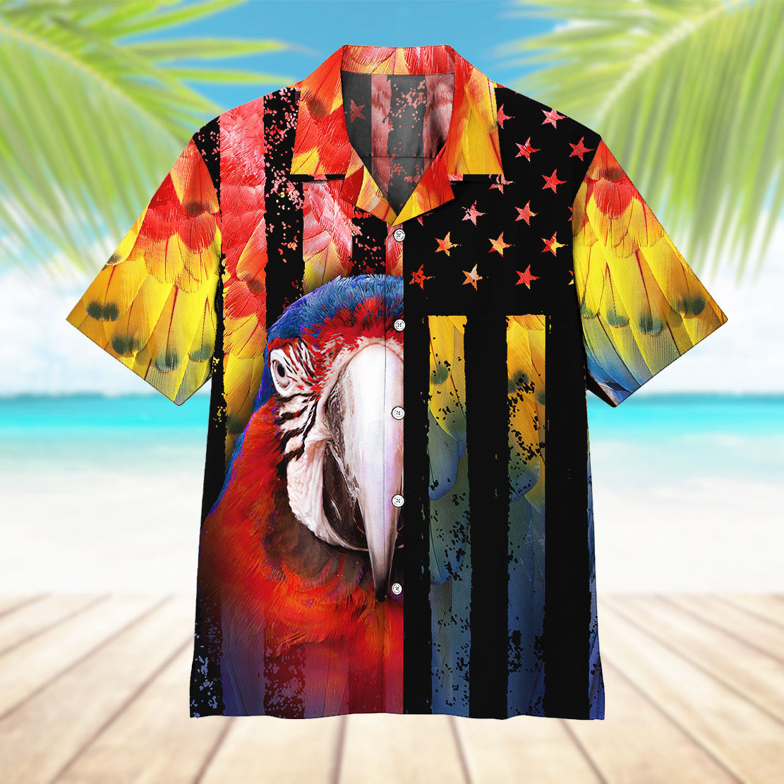 Parrot American Flag Hawaii Shirt