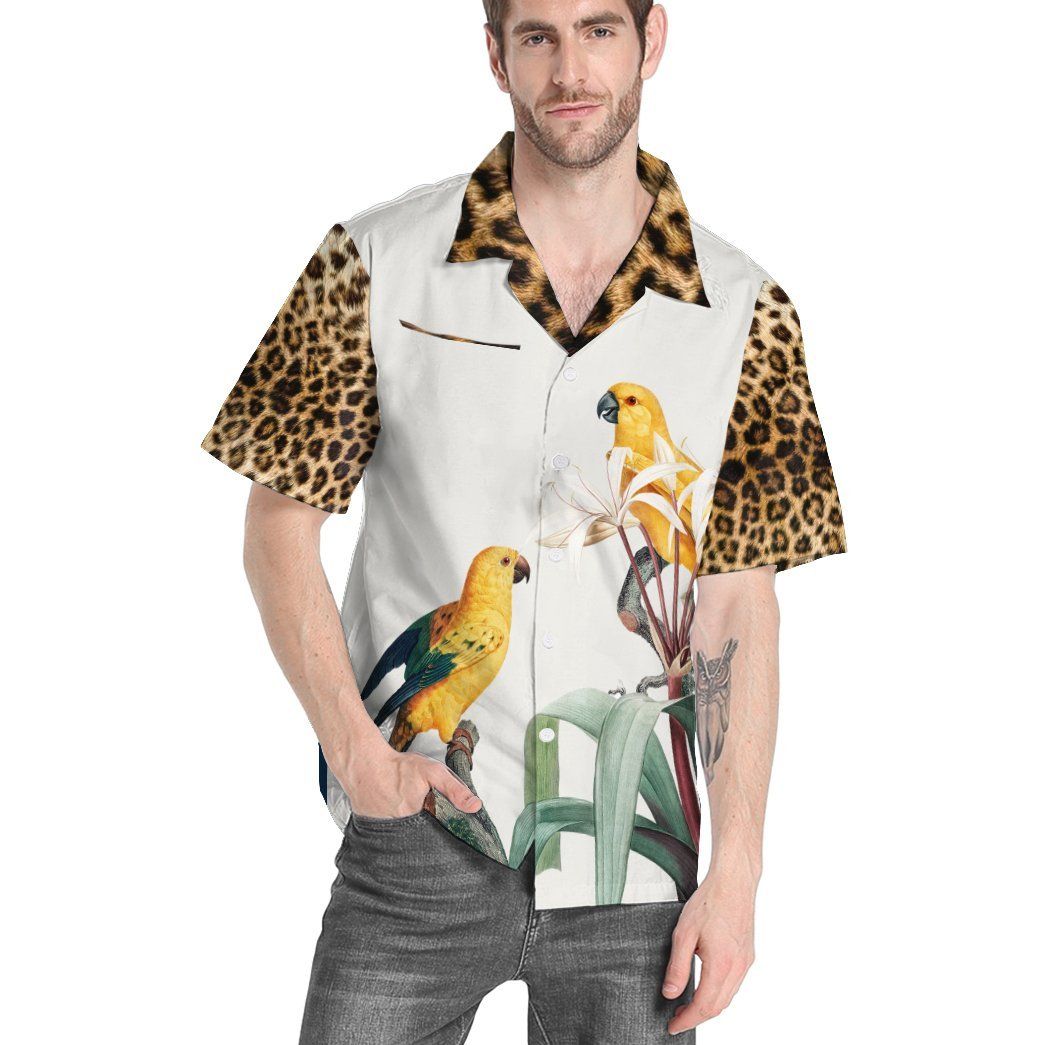 Parrot With Leopard Skin Tropical Hawaii Shirt 3