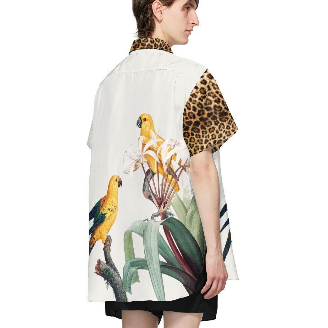 Parrot With Leopard Skin Tropical Hawaii Shirt