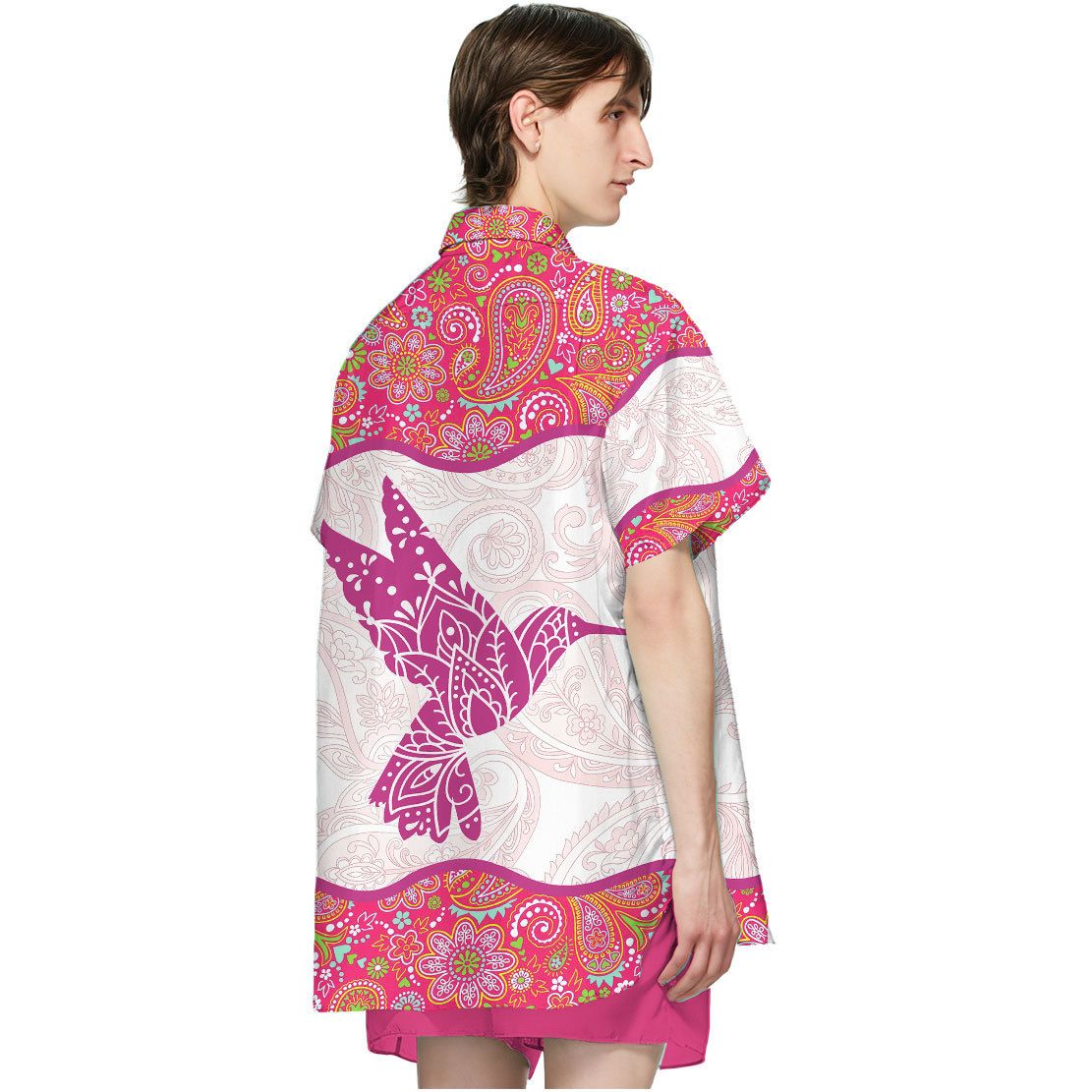 Pink Paisley Hummingbird Hawaii Shirt 5
