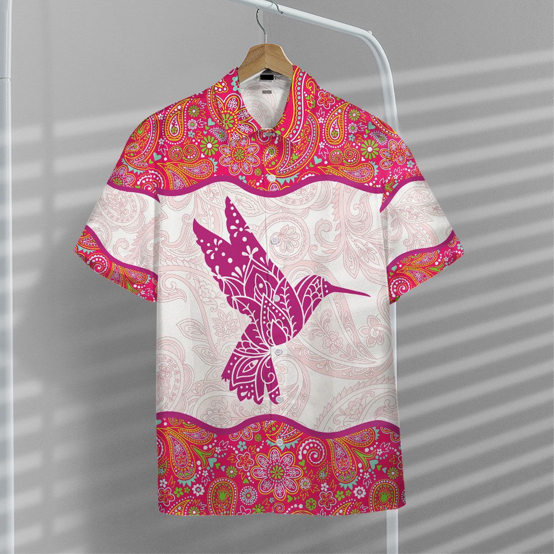 Pink Paisley Hummingbird Hawaii Shirt 11