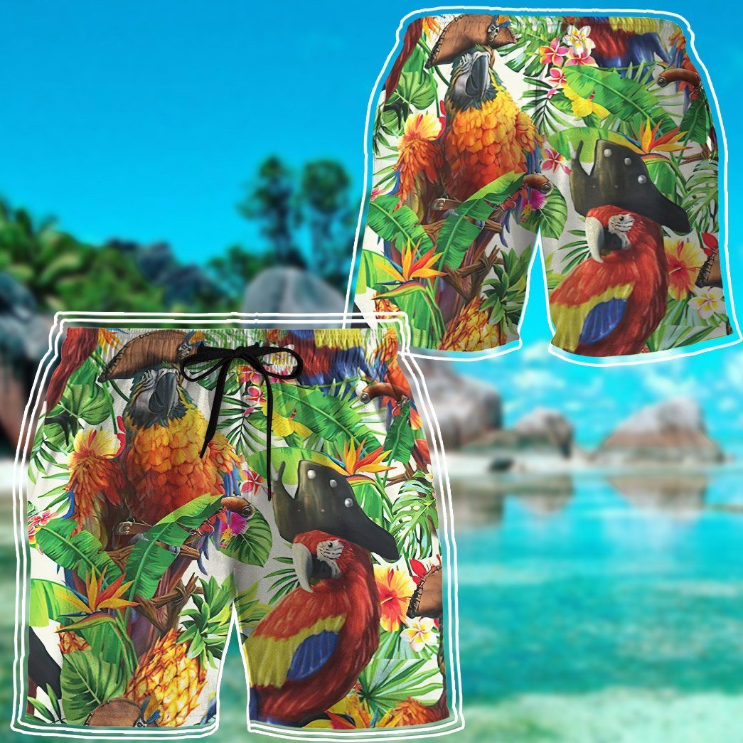 Pirate Parrot In The Jungle Custom Short Sleeve Shirt 19