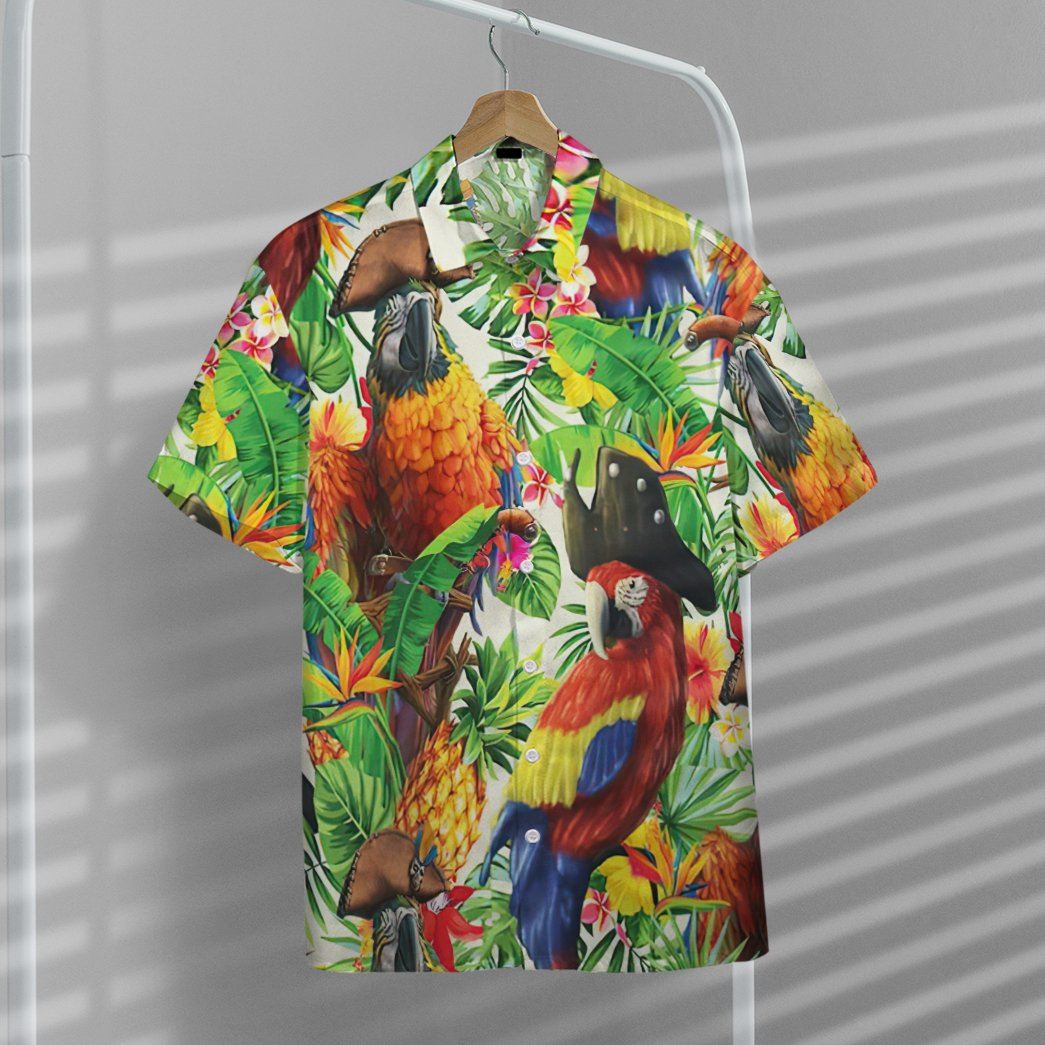 Pirate Parrot In The Jungle Custom Short Sleeve Shirt 9