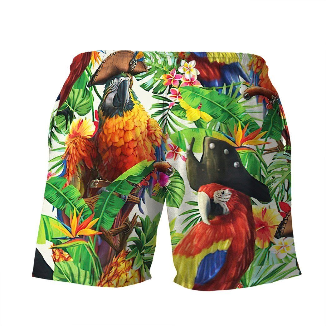 Pirate Parrot In The Jungle Custom Short Sleeve Shirt 17