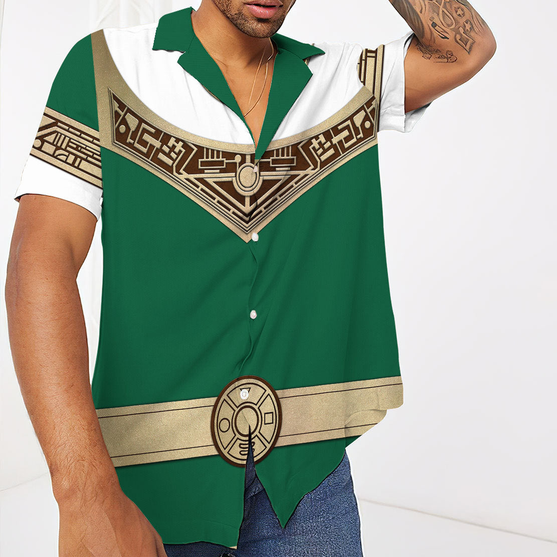 Power Ranger Zeo Green Hawaii Shirt 5