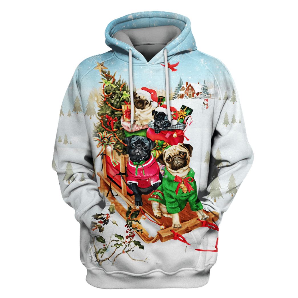 Pugs Bringing Christmas Presents Custom T-shirt – Hoodies Apparel