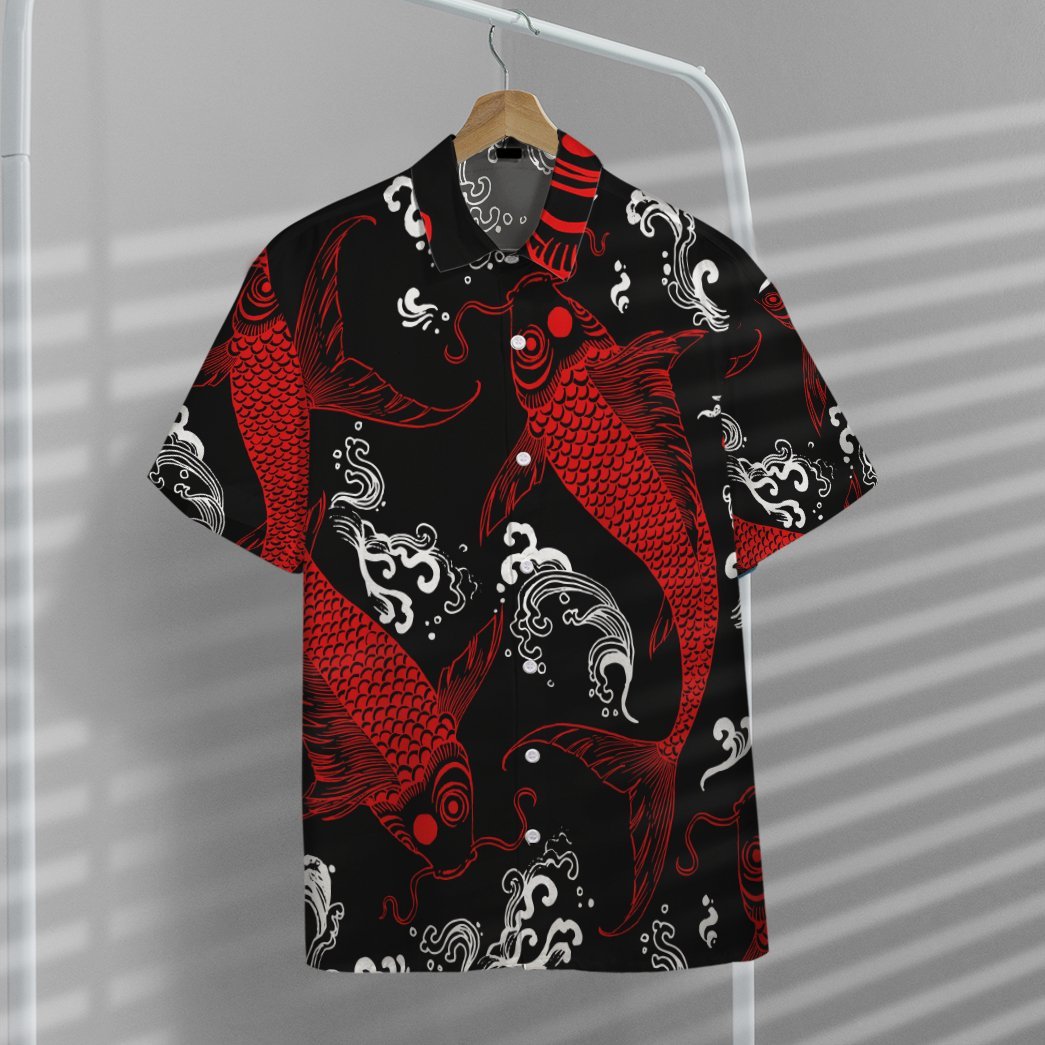 Red Koi Fish Custom Hawaii Shirt 7