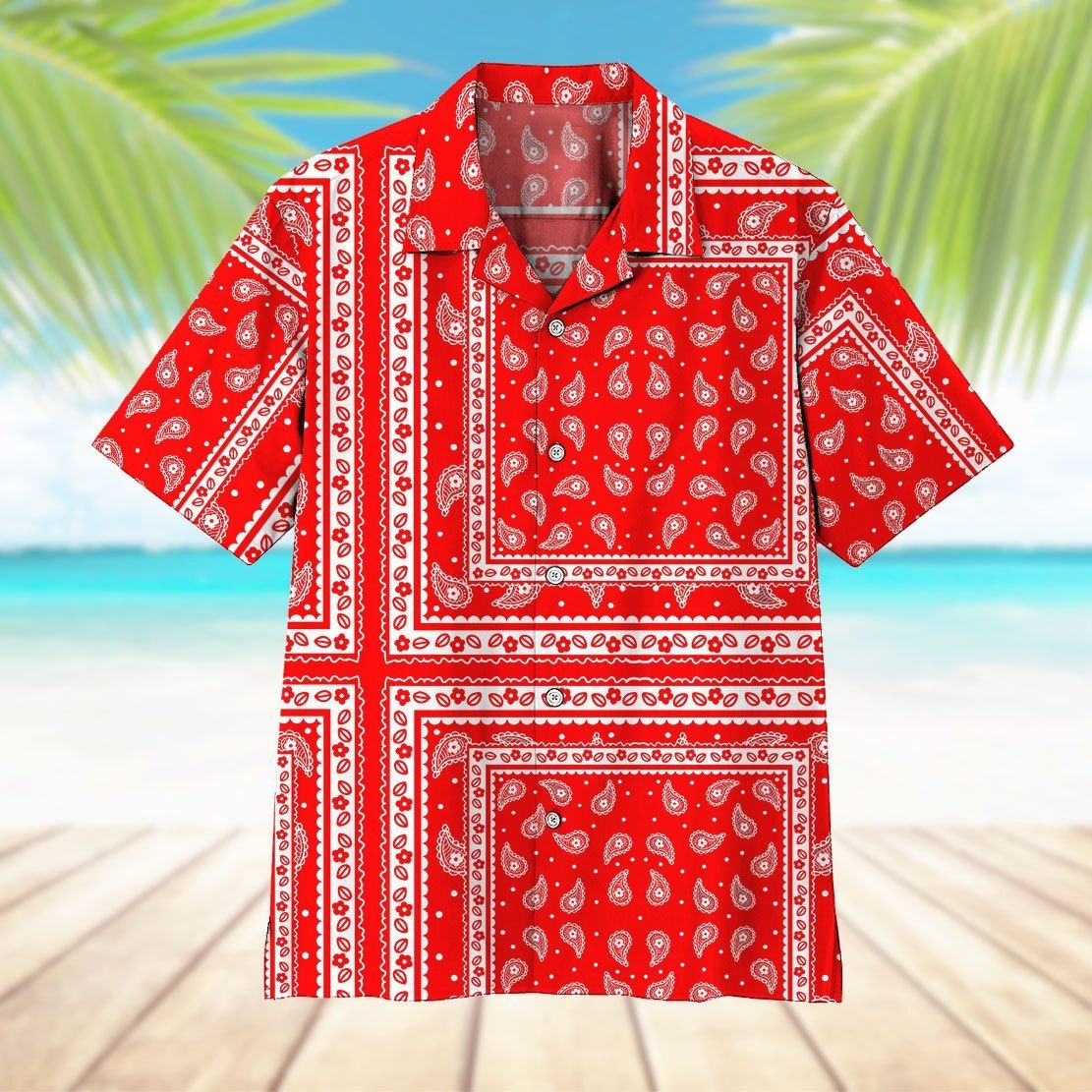 Red Paisley Bandana Hawaii Shirt 7
