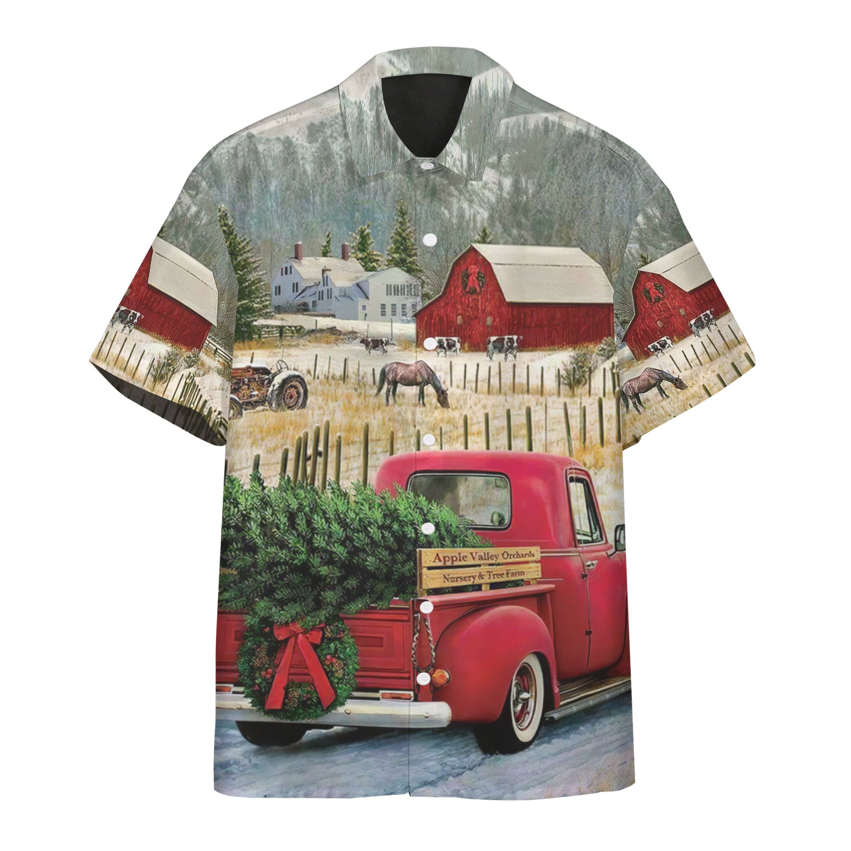 Red Truck Christmas Short Sleeve Shirt