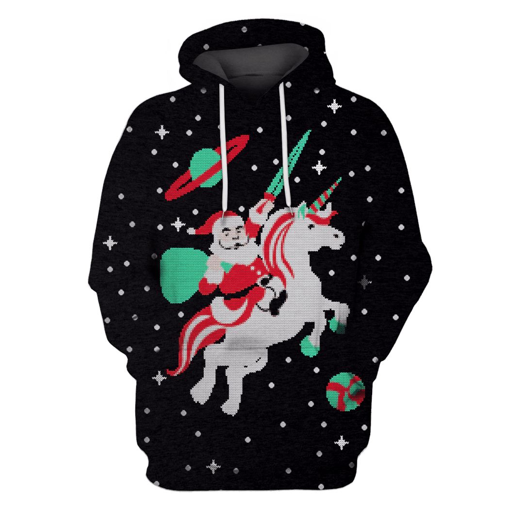 Santa Claus Riding Unicorn Into Space Custom T-shirt – Hoodies Apparel