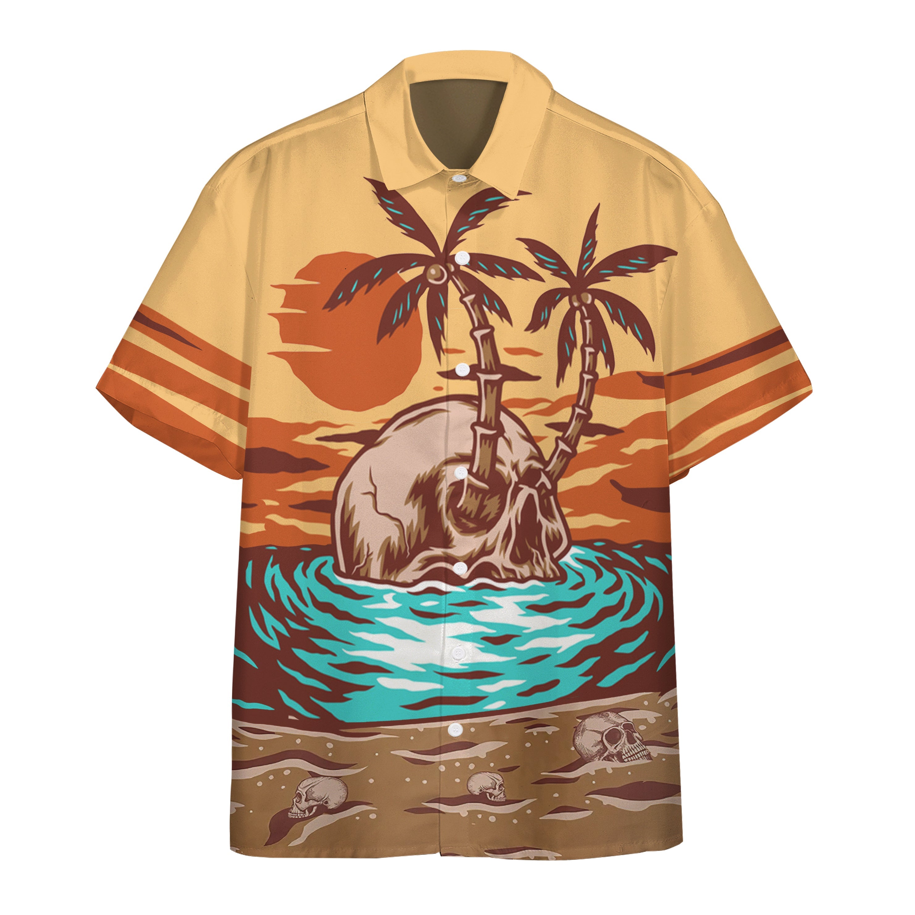 Skull Summer Beach Sunset Custom Hawaii Shirt